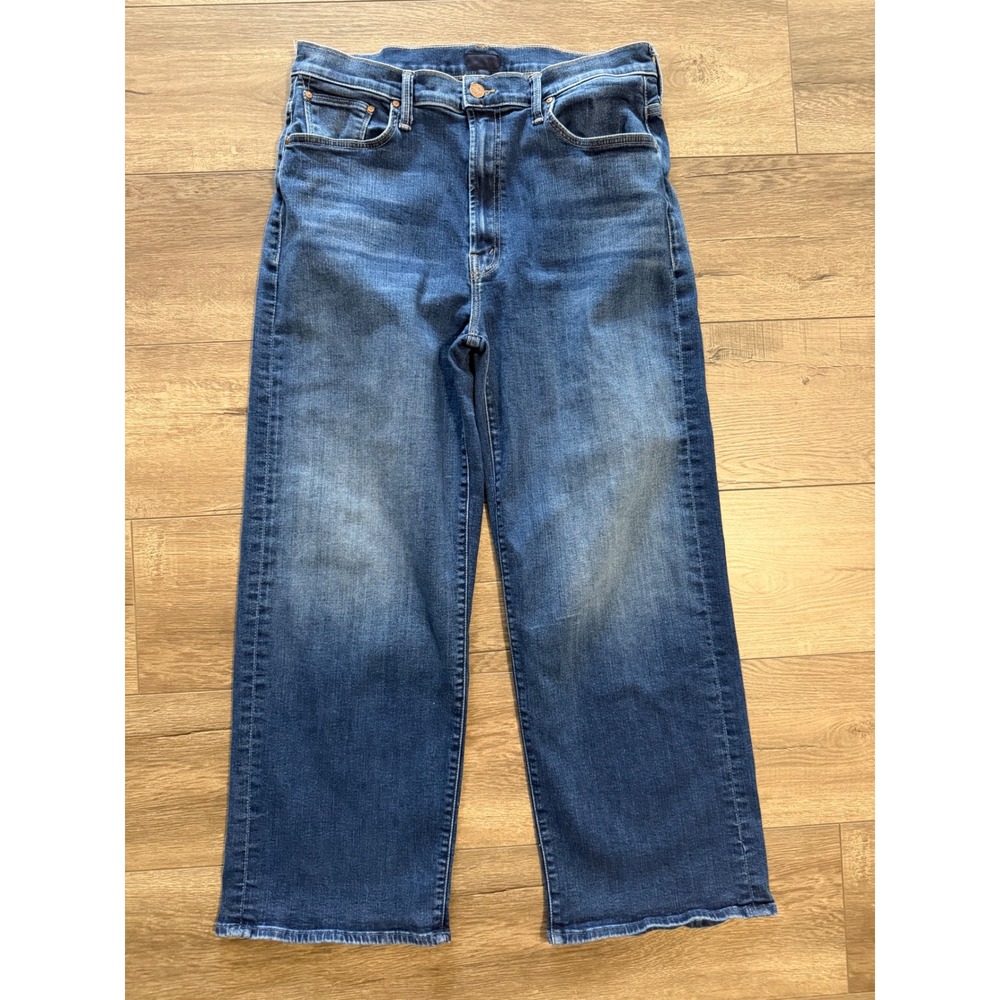 MOTHER The Dodger Ankle Jeans Blue Medium Wash High Rise Wide Leg Size 30